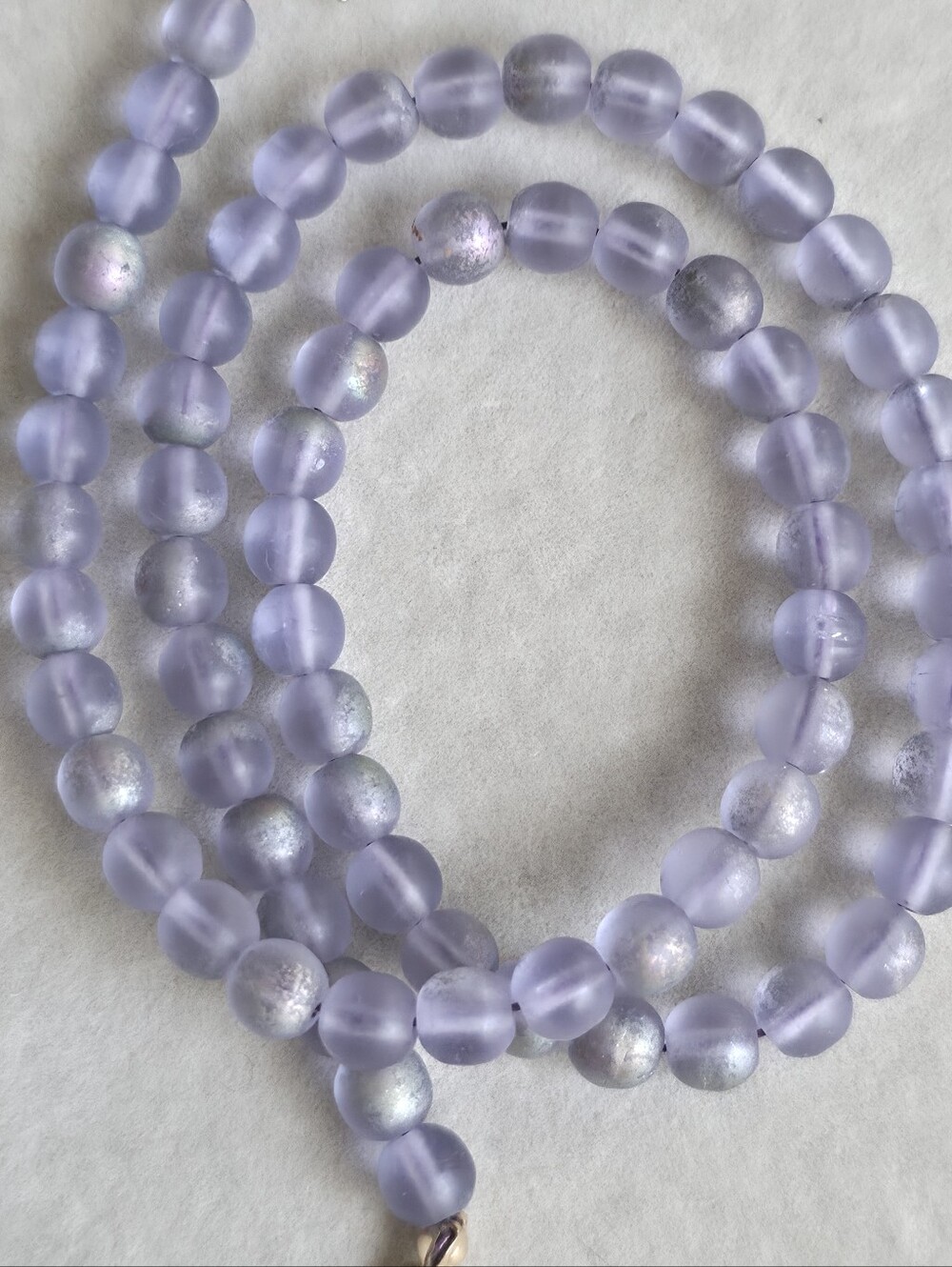 Vintage Frosted Purple Glass AB Coating Choker Necklace